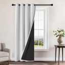 Yakamok 100% Blackout Curtains 84 Inches Long, 2 Thick Layers Heat and Full Light Blocking Soft Thermal Insulated Drapes for Bedroom(52" Wide Each Panel, Greyish White, 1 Panel)