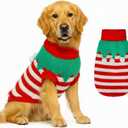 Dog Sweater Knitted for Small to Large Dogs Boy Girl, Classic Turtleneck Dog Christmas Sweaters, Warm & Soft Pet Clothes for Winter (Santa Stripe, L)