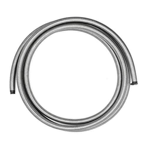 Fuel Line Hose 10FT 10AN 3/8" Universal Silver Stainless Steel Braided Nylon CPE Oil Gas Fuel Hoses 10 Feet AN-6m10 3/8 inches