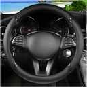 Carbon Fiber Car Steering Wheel Cover, 15 Inch Breathable PU Leather Vehicle Steering Wheel Protector with Anti-Slip Lining, Soft Automotive Interior Accessory, Universal Fit (Black)