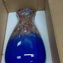 oliruim 11.8" Tall Blown Blue Glass Vase, Colorful Opaque Glass Vase, Unique Design Wide Mouth Art Decoration for Home, Living Room, Dining Table, Pampas Grass Decor (Blue)