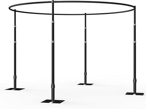 EMART Backdrop Stand Heavy Duty 10x10Ft, Round Pipe and Drape Photo Background Support Kit, Adjustable Metal Frame with Flat Base for Wedding Birthday Party Decorations-Black