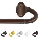 TVWOO Bronze Wrap Around Curtain Rods:5/8 Inch Blackout Adjustable Window Curtain Rod for Bedroom Kitchen Apartment Renter Friendly,Room Darkening Curved Drapery Rods Easy Install,Antique Brown 28-48"