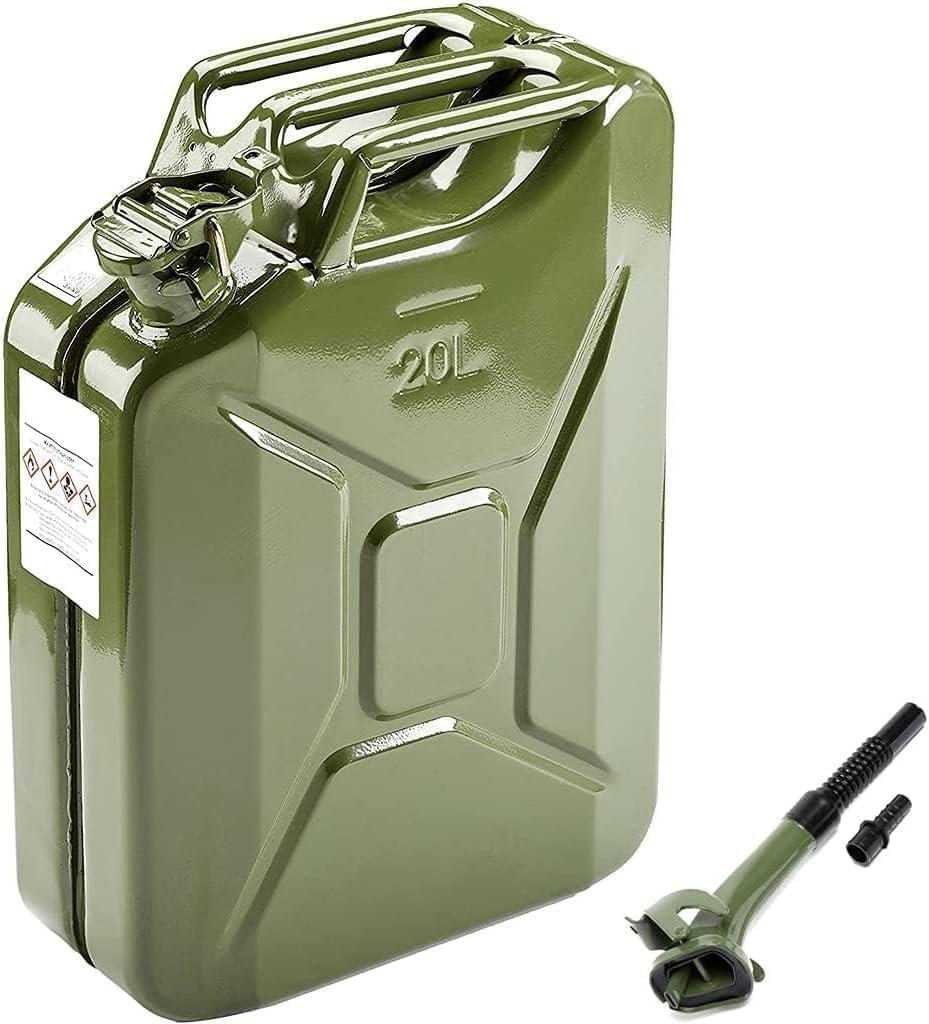 5 Gallon Metal Container with Spout and Handle, Trucks Cars Motorcycle Equipment, Army Green (5 Gallon, 1 Pack) (1 Pack, 5 Gallon)