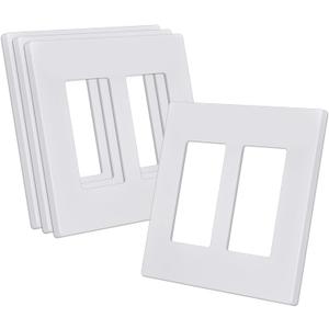 CML Screwless Decorator Wall Plate, 2 Gang Outlet Covers, 4 Pack Decorative Light Switch Plates, Hidden Screw Smooth Face, Standard Size 4.68 X 4.72, UL Listed, White