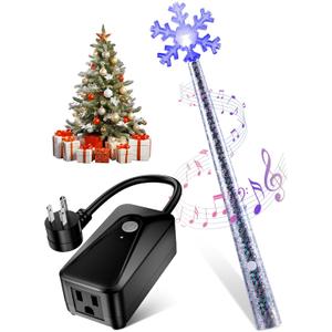Magic Wand for Christmas Tree Light, Wireless Christmas Tree Wand Remote Control for Christmas String Lights and Decorations Lights Turn On and Off, Surprised for Kids Family Christmas Gift (1 Socket)