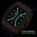 Mini Focus Unique Men Watch Tonneau Casual Wrist Watch (Hollow/Waterproof/Super Luminous/Calendar) Soft Silicon Band Fashion Cool Watch for Men