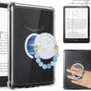 CoBak 3 in 1 Magnetic Clear Case with Ring Grip & Anti-Glare Screen Protector for 7" Kindle Paperwhite 2024 (12th Gen) & Colorsoft, Compatible with iPhone MagSafe, for Belkin/Anker Wireless Charging (Blue)