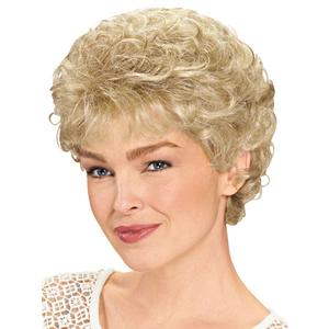 GNIMEGIL Elderly Wigs Short Curly Wig for Ladies Synthetic Hair Old Women Wigs Light Blonde Wig Halloween Costume Carnival Party