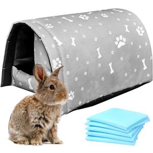 Hamiledyi Bunny Cave Bed Small Animal Warm Nest Habitats Guinea Pig Hideouts Stray Cats Shelter Cage Accessories for Hamster Cats Rat Mice Chinchilla Flying Squirrel (Grey)