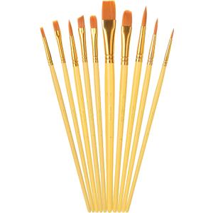 Mr. Pen- Artist Paint Brushes for Acrylic Painting, 6 pcs, Yellow Ergonomic Wooden Handle, Synthetic Bristles in Different Sizes & Shapes, Watercolor Brushes