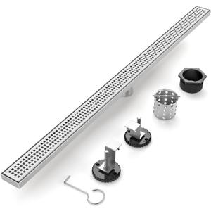 Linear Shower Drain - 48 Inch Brushed Nickel, with Grate Removable