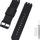 Lijinlan Replacement Nylon Watch Band for Swatch 17mm 19mm 20mm, Soft Woven Nylon Sport Stylish Strap for Swatch Watch Series Accessories (Black)