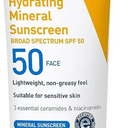 CeraVe 100% Mineral Sunscreen SPF 50, Face sunscreen With Zinc Oxide & Titanium Dioxide, Hyaluronic Acid + Niacinamide + Ceramides, Oil Free, Travel Size 2.5 oz