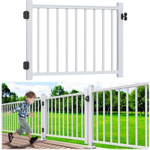 4 ft. W Aluminum Deck Gate Kit for 36". H Railing, Cuttable White Textured Powder-Coat Finish Outdoor Gate Kit with Latch and Auto-Closing Hinge for Deck, Patio, Garden, Yard, Porch