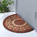 MANO Front Door Mat Outdoor Entrance, Heavy Duty Doormat Half Circle Rug for Outside Entry, Welcome Mat for Indoor Half Round Door Mats with Non Slip Rubber (21" x 33", Rust Red)