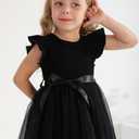 Sinhoon Toddler Girl Tulle Dress Summer Ruffle Sleeveless Baby Girl Fashion Casual Dresses 1-6Y (Black)