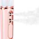 Nano Mister for Eyelash Extensions, Portable Facial Mist Sprayer with 2 Nozzles, 30ml Water Tank - USB Rechargeable Handheld Face Atomizer for Makeup and Skin Hydration, Pink