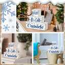 3 Pcs Winter Let It Snow Tiered Tray Decor Table Sign Winter Theme Wood Decorations Centerpiece Decor for Party Gift Desk(Snow Style)