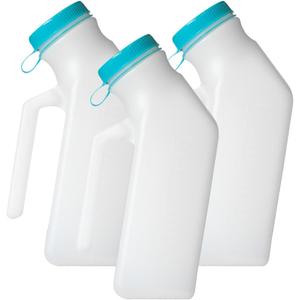 MedVance- Urinals for Men 1000ml with Glow in The Dark Spill Proof Pop Cap Lid, Plastic Pee Bottles for Men, Male Urinals, Pee Container Men, Portable Urinal for Car, Elderly & Incontinence (3 Pack)