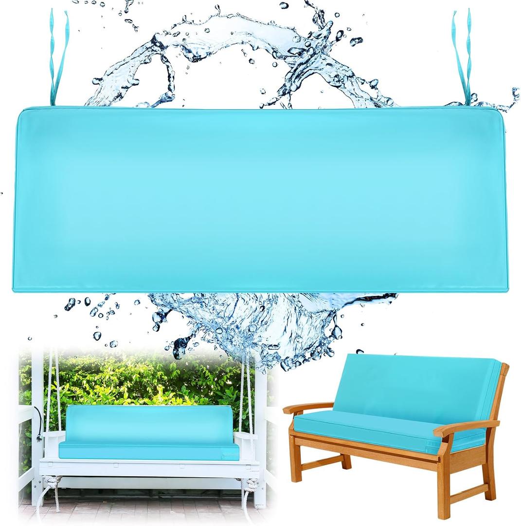 SmoothNovelty 48x18 Inch Patio Bench Cushion Covers Outdoor Waterproof UV Protection Loveseat Swing Replacement Cover with Tie Zipper Adjustable Strap Garden Seat Sofa Furniture Cushion Cover