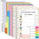 Rancco Discbound Junior Daily Planner Refills, 180 Pages 8 Disc Punched Half Letter Paper Inserts w/Index Tabs, Binder Dividers, Loose-Leaf Bag, Ruler For Circa, Arc, TUL, Happy Planner, 5.5x8.5" (Successful Day)