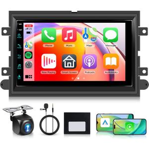 4 Core+64G Android 15 Car Radio Stereo for Ford F150 F250 F350 2004-2014, 7 inch Touch Screen Car Stereo Wireless CarPlay Andriod Auto, Bluetooth, GPS, SWC, 5G WiFi, FM, HD Backup Camera