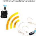 Wireless Headset Microphone, 2.4G Skin Tone Head Mic, Beige Charging Microphones for Voice Amplifier PA System Speaker, 160ft Range, Ideal for Teachers Tour Guides Fitness Coaches Conferences