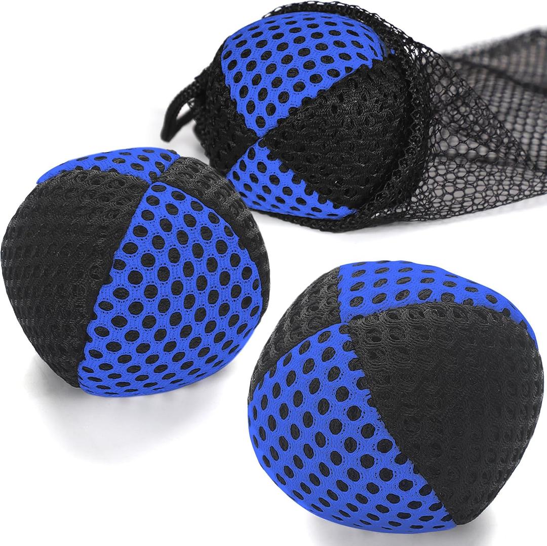 Juggling Balls for Beginners and Professionals Set of 3 Juggling Bean Bags,Durable Juggle Ball Kit (Black - Blue)