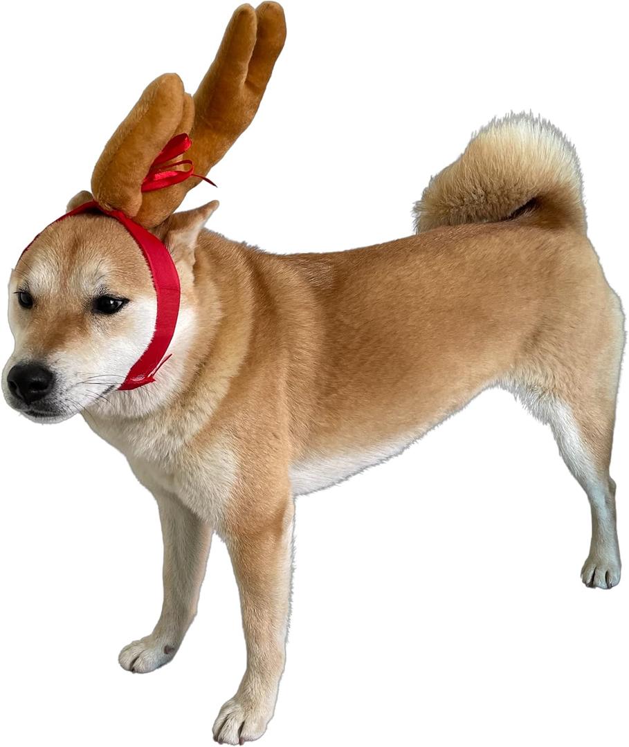 ComfyCamper Reindeer Antler Dog Halloween Costume - Headband Cosplay Christmas Small Medium Large X-Large Puppy Cat, S (Brown)