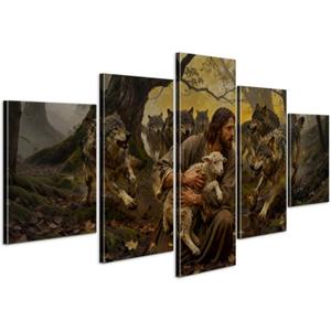 YOUHONG Jesus and Lamb Canvas Wall Art Religious Painting Christian Decor, 50"L x 24"W