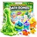 Bath Bombs for Boys with Mini Toy Ducks Inside  Kids Bath Bombs Powder - Bubble Bath for Kids  Bathtime Experiment Kit Mix - Blast of Foam & Colour Surprise  Gift Set of 4