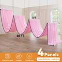 4 Panels 5x40ft Pink Ceiling Drapes for Wedding Parties, Wrinkle Free Thick Polyester 40ft Extra Long Wedding Draping Pink Ceiling Curtains Arch Drapery for Birthday Party Canopy Tent Decor, 60"W x 480"L