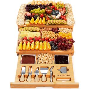 Extra Large Deli Board Set, Mother's Day Gift from Daughter and Son, Premium Bamboo Cheese Board, Meat and Cheese Board