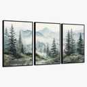 SAFERRYHOME Foggy Green Forest Wall Art, Misty Pine Tree Framed Canvas Wall Decor, Nature Landscape Painting Woodland Prints, Modern Mountain Artwork Picture for Living Room Bedroom Office, 20"x28"x3, 20"x28"x3 Panels