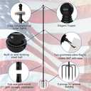 FIASON 9 FT Tangle Free Flag Pole in Ground with Solar Light & 5 Prongs Base, Thickened Heavy Duty Flag Pole Holder, Flagpole Kit for Residential or Commercial (1 Pack, Black, Without Flag)