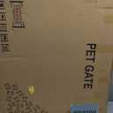 Vantas Folding Pet Gate 144" Wide, 30" Tall No-Assembly Metal Dog Gate, Freestanding Wire Pet Gate, Pet Puppy Safety Fence, Extra Wide with 2PCS Support - White (6 Panels with Door)