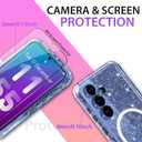 Coolwee Full Protective for Galaxy S25 Plus Heavy Duty, Compatible with MagSafe, Hybrid 3 in 1 Rugged Shockproof Women Girls for Samsung Galaxy S25 Plus 6.7 inch Shiny Clear Glitter Bling Sparkle