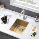 13 Inch Gold Bar Sink Undermount-VASOYO 13x15 Inch Undermount Bar Sink Gold Small Rv Kitchen Sinks Outdoor Island Sinks 16 Gauge Stainless Steel Single Bowl Basin with Bottom Grid, 13"x 15"x 10"