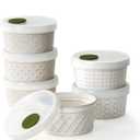 DOWAN Ramekins Oven Safe with Lids 4 oz, Charcuterie Boards Bowls Set for Creme Brulee, Souffle, Dipping Sauces, Custard Cups Ceramic Food Storage Containers, Set of 6, Beige 