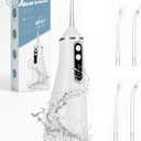 Cordless Water Flosser - Large 400ML Tank Rechargeable Portable, 4 Replacement Jet Nozzles, IPX7 Waterproof for Teeth Cleaning