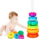 LBAIBB Spin Stack Toys,Baby Spinning Toy ABS Plastic and Color Rainbow Design,Focus on Children Educational and Interactive Learning's Stack Toys, Suitable for Gifts for Boys and Girls