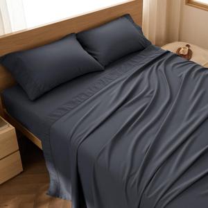 Bedsure California King Sheets Grey - Soft Sheets for California King Size Bed, 4 Pieces Hotel Luxury California King Sheet Sets, Easy Care Polyester Microfiber Cooling Bed Sheet Set (01 - Dark Grey)