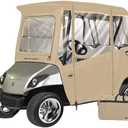 Greenline Eevelle USA Golf Cart Enclosure 2 Passenger Golf Car Cover Heavy Duty, 300D Waterproof DS (68" L x 40" W x 64" H) - Driving Enclosure - Bunker Sand