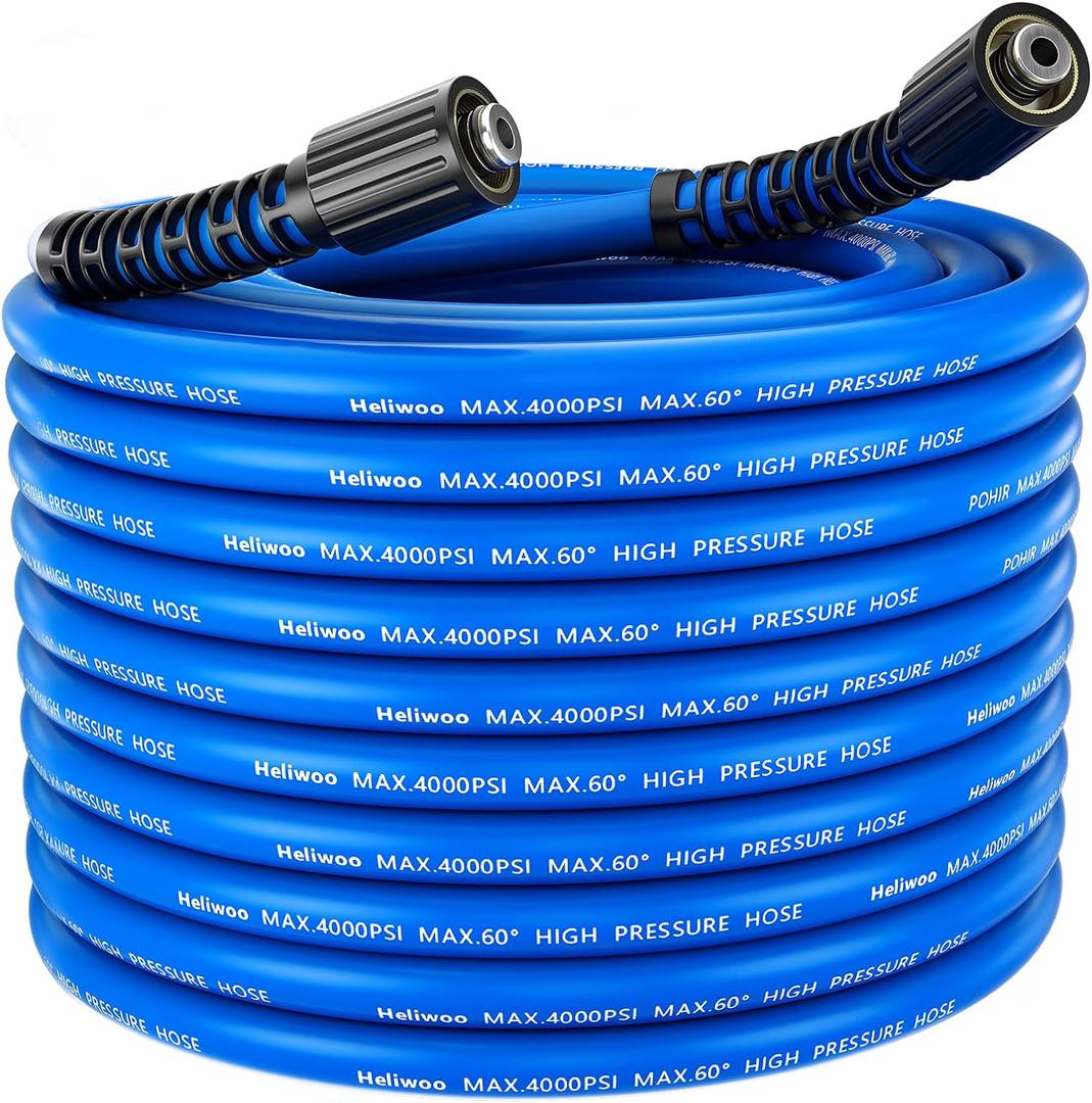 25FT x 1/4" Flexible Pressure Washer Hose | Kink Resistant | Max 4000 PSI | Universal M22 Fittings | Replacement Extension Hose for Gas & Electric Power Washers