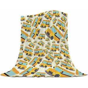 School Bus Blanket - Ultra Soft Flannel Fleece Throw for Kids, Toddlers & Adults - Cozy Plush Blanket for Bed, Sofa, Couch - Bus Driver Gift, Wheels on Bus Blankets, Lightweight & Breathable, 40"x50"