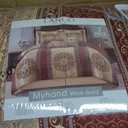Queen Comforter Set, Wine Gold Medallion Jacquard Design, Luxurious Bohemian 7 Pieces Bedding Set with Decorative Pillows and Bed Skirt