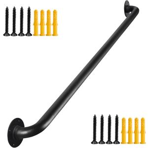 45 Inch Black Wall Mount Hand Rails for Indoor Stairs, Interior Staircase Handrail, Outdoor Metal Stair Railing for Exterior Steps, Banister Deck Rails,Safety Grab Bar for Elderly