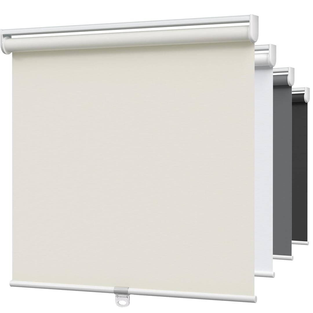MYshade Blackout Cordless Roller Shades, Room Darkening Free-Stop Roll Up Blinds for Windows, Pull Down Blocking Blind for Home and Office, Easy to Install, 39.5" W X 72" H, Beige