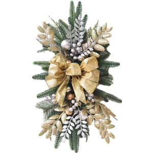 Ochine The Cordless Prelit Stairway Swag Trim Pre-Lit Christmas Teardrop Decorations Wreaths Front Door Holiday Wall Window Hanging Ornaments for Indoor Outdoor Home Xmas Decor Light/B